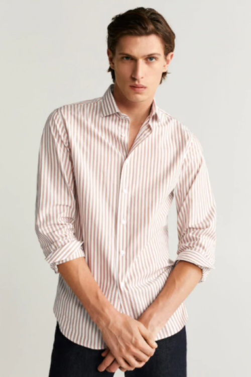 Camicia slim fit cotone righe