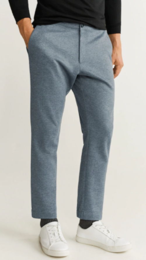 Pantaloni slim-fit lana melangiati strutturati